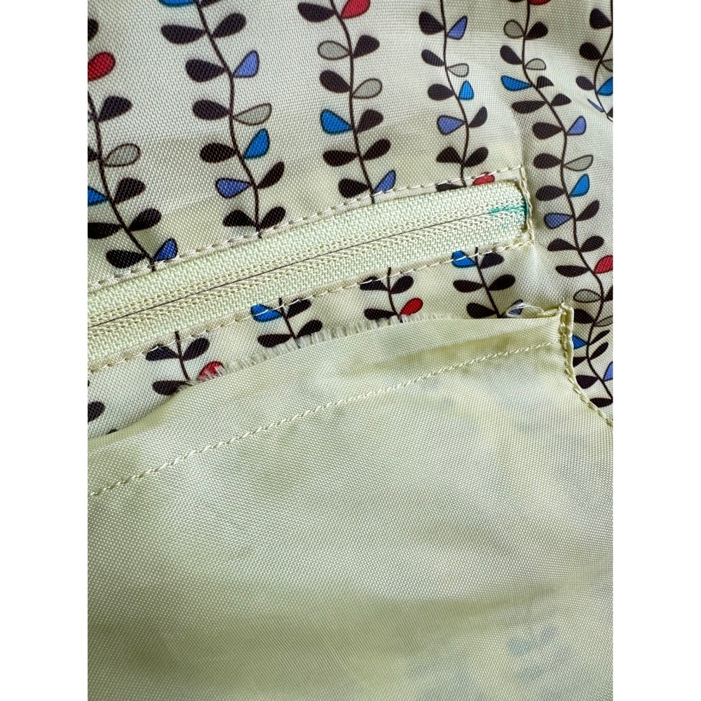 Vintage Sage Green Canvas Flower Tote Bag Brown Suede Trim Y2K Aesthetic - Picture 9 of 15